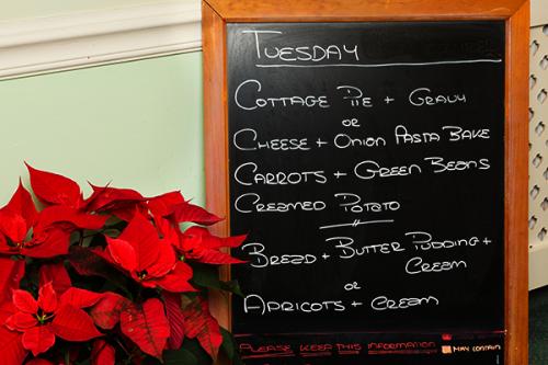 example daily menu on chalkboard